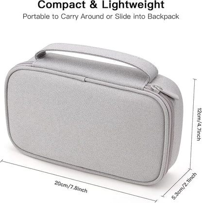 Electronic Organizer Travel Case, Cable Organizer Bag for Charger & Cord, Tech Accessories, External Hard Drive (Small, Light Grey)