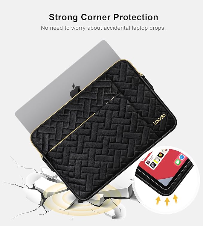 Lacdo Laptop Sleeve Case for 14 inch New MacBook Pro M5/M4/M3/M2/M1 Chips Pro Max A3434 A3112 A3401 A3185 A2918 A2992 A2779 2025-2021, 13.8" Surface Laptop 7th Copilot+PC Computer Bag, Elegant Black