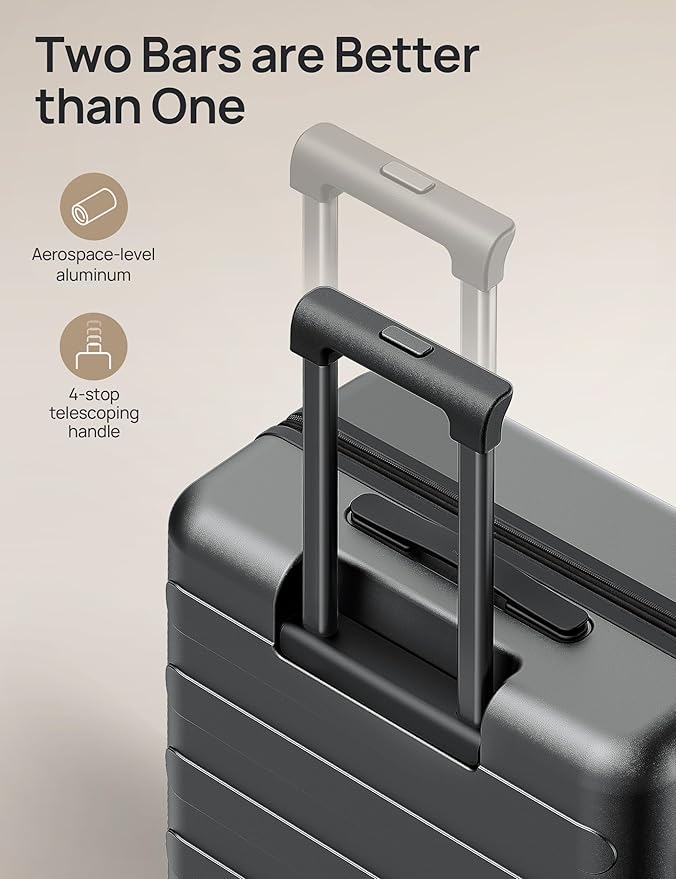 NINETYGO Luggage Sets 2 Piece, Carry On Luggage Airline Approved, Large Checked Luggage with Smooth Spinner Wheels, Expandable, Hard Shell PC Suitcase Sets, TSA Approved, 20in/28in (Black, Rhine Max)