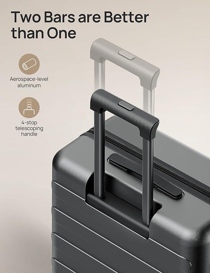 NINETYGO Luggage Sets 2 Piece, Carry On Luggage Airline Approved, Large Checked Luggage with Smooth Spinner Wheels, Expandable, Hard Shell PC Suitcase Sets, TSA Approved, 20in/28in (Black, Rhine Max)