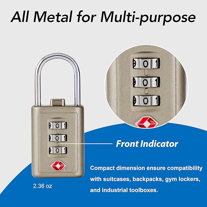 Combination Lock TSA Approved Lock 3 Digit Code Padlock Luggage Lock for Bags, Luggage, Backpacks, Toolboxes, Suitcases, Storage Cabinets (2 Pack)