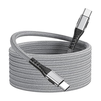 Durcord USB C Charger Cable Fast Charging, 2Pack 60W 6ft USB C to USB C Cable for Android Phone Pad, Type C to Type C Charger Braided USB Cable Silver Compatible with iPhone 15/Pro/Plust/Max Silver