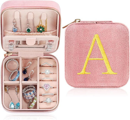 Parima Gifts for Girls - Gifts for Kids, Girl Gift Idea, 6 7 8 9 10 11 12 13 14 15 16 Year Old Girl Birthday Gifts, Teen Girl Gifts Trendy Stuff Travel Jewelry Case Box - Letter A, Pink