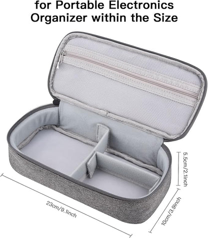 Tech Organizer Travel Case, Electronics Carrying Pouch Bag for Cable, Charger & Cords, External Power Bank, Portable Hard Drive (Dark Grey)