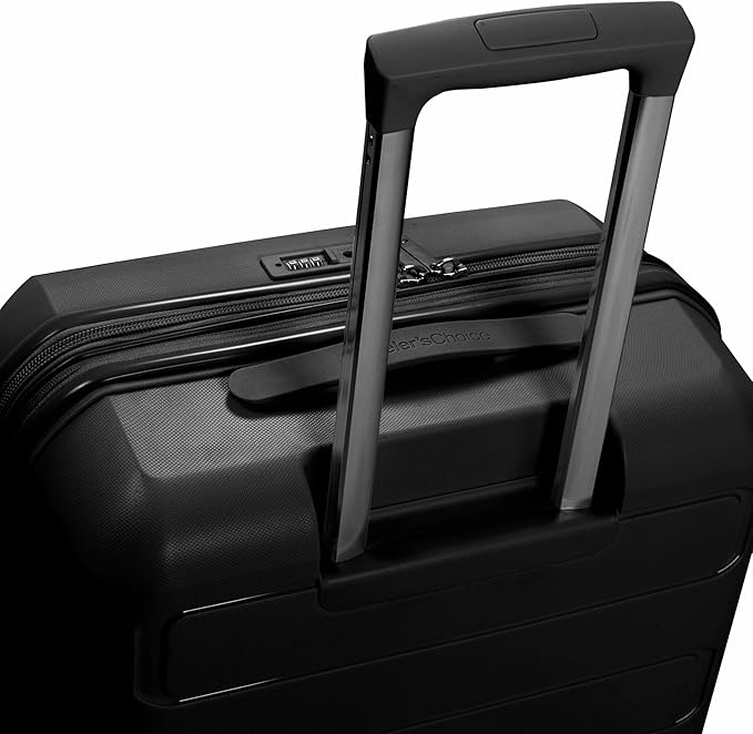 Traveler's Choice Pagosa Indestructible Hardshell Expandable Spinner Luggage, Black, 22-Inch Carry-on