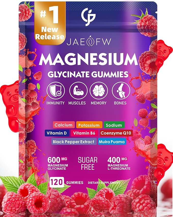 Magnesium Glycinate Gummies 1000mg – High Absorption Magnesium Complex with L-Threonate, CoQ10, Vitamin D3 & B6 for Adults & Kids – Promotes Energy Balance, Focus, and Muscle Function – Sugar Free 120