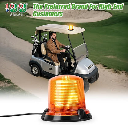 10L0L Golf Cart Flashing Safety Warning Light - Waterproof & Dustproof 12-80V Wide Voltage with 3M Cable for School Bus, Police Car, Yacht, Golf Cart