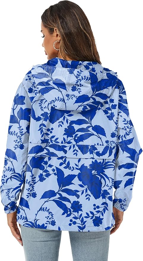 Avoogue Womens Rain Jacket with Hood,Pullover,Packable,Lightweight,Windbreaker,Waterproof,Breathable.