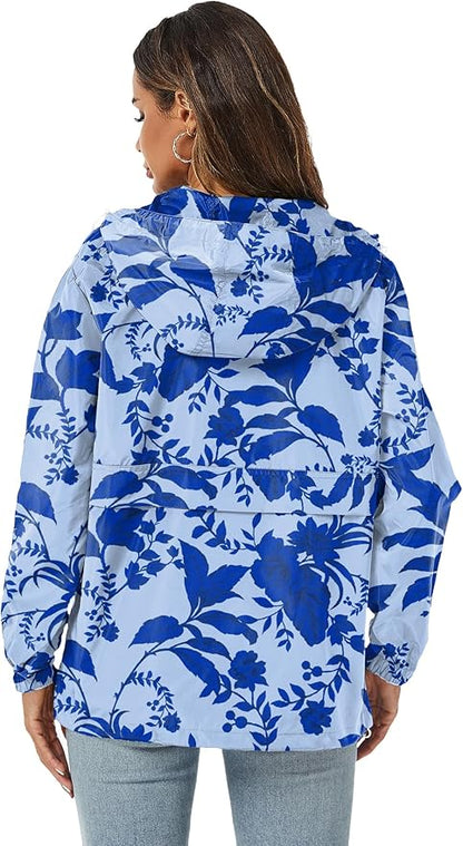 Avoogue Womens Rain Jacket with Hood,Pullover,Packable,Lightweight,Windbreaker,Waterproof,Breathable.