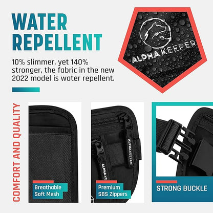 Alpha Keeper Hidden Travel Money Belt - RFID Blocking Waist Wallet & Passport Holder for Women and Men, Anti-Theft Slim Security Pouch
