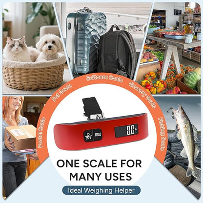 travel inspira Luggage Scale, Portable Digital Hanging Baggage Scale for Travel, Suitcase Weight Scale with Rubber Paint, 110 Pounds, Battery Included