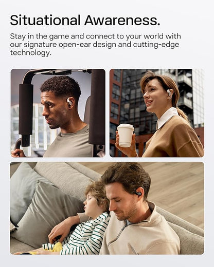 SHOKZ New OpenFit 2+ Open-Ear Headphones, Dolby Audio Enabled, Comfortable Earbuds with Soft Ear Hooks, 48H Playtime, IP55 Water-Resistant, USB-C Fast Charging, Wireless Charging, Carrying Bag, Black