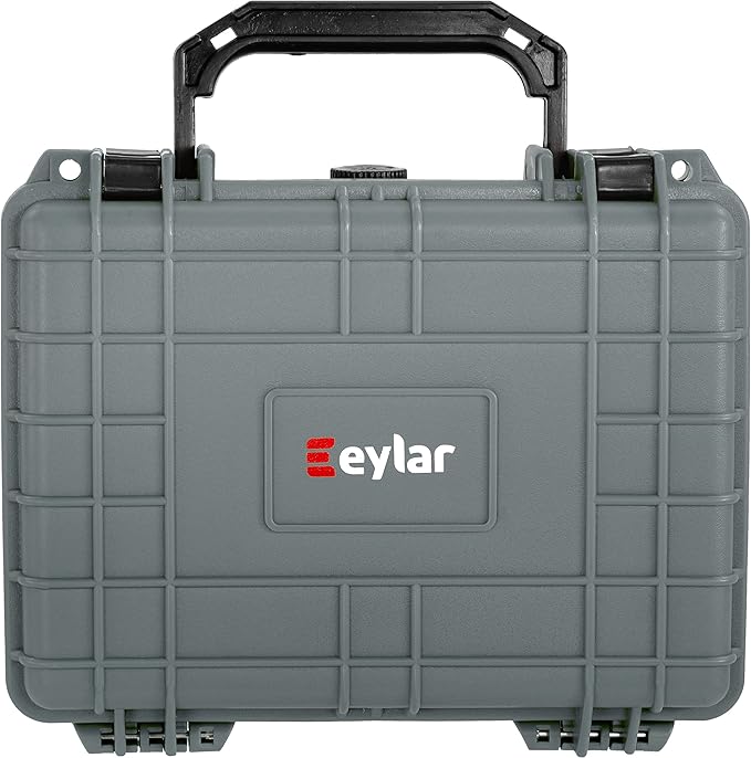 Eylar Protective Camera Hard Case Water & Shock Proof w/Foam, TSA Standards 9.12 inch 7.56 inch 4.37 inch (Gray)