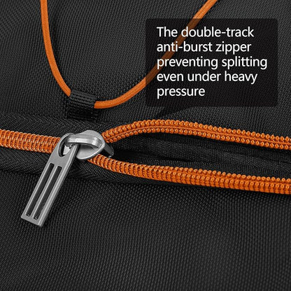 110L Expandable to 140L 32” Foldable Oxford Soft-Sided Rolling Duffle Bag with 2 Heavy-Duty Wheels,3 Large Compartments,Adjustable Shoulder Strap and Attached Organizer Pouch,Black Orange