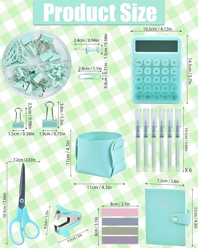 Green and Blue Desk Organizers and Accessories With Mesh Desk Organizer and 360°Rotating Pen Holder and a Lot of Office Green Office Supplies Beautifully Presented in a Gift Box Christmas Gifts
