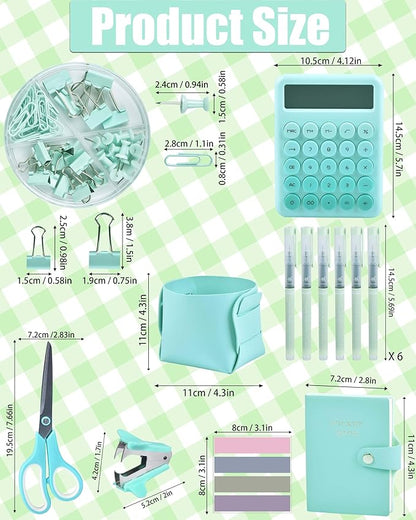 Green and Blue Desk Organizers and Accessories With Mesh Desk Organizer and 360°Rotating Pen Holder and a Lot of Office Green Office Supplies Beautifully Presented in a Gift Box Christmas Gifts