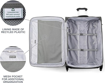 Travelpro Maxlite 5 Softside Expandable Luggage with 4 Spinner Wheels, Lightweight Suitcase, Men and Women, Shadow Grey, Checked-Large 29-Inch