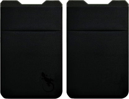 Gecko Travel Tech Double Pocket - Adhesive Card Holder - Cell Phone Pouch - Stick on Spandex Pocket - Carry Credit Cards and Cash (2 PACK - BLACK COMBO)