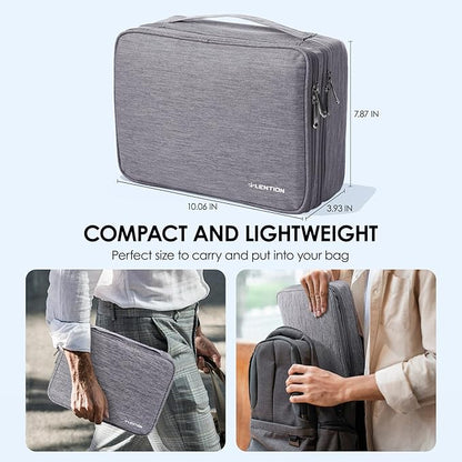 LENTION Waterproof Electronics Organizer Bag, Travel Storage Case with DIY Dividers for Cords, Charger, Power Bank, Earphones – Compact, Durable, Shockproof & Lightweight (Grey)