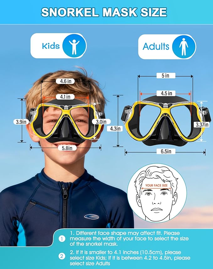 Greatever Dry Snorkel Set,Panoramic Wide View,Anti-Fog Scuba Diving Mask,Professional Snorkeling Gear