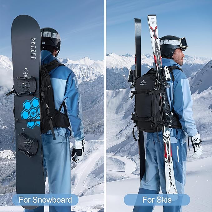 25L Ski Hydration Backpack with 2L Water Bladder, Insulated Harness, Waterproof Snowboard Travel Hiking Backpack for Snowboard Ski Hiking Camping