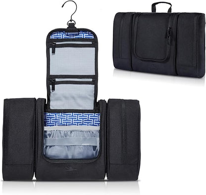 Travel Toiletry Bag for Women and Men - Hanging Cosmetic Travel Bag w/ 3 Detachable Organizer, Durable Hygiene Bag, Hanging Toiletry Bag Men or Makeup Case for Skincare - Black
