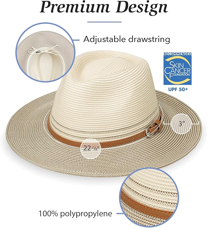 Wallaroo Women’s Kristy Fedora– UPF 50+ UV Protection | Wide Brim, Packable & Adjustable |Petite or Medium