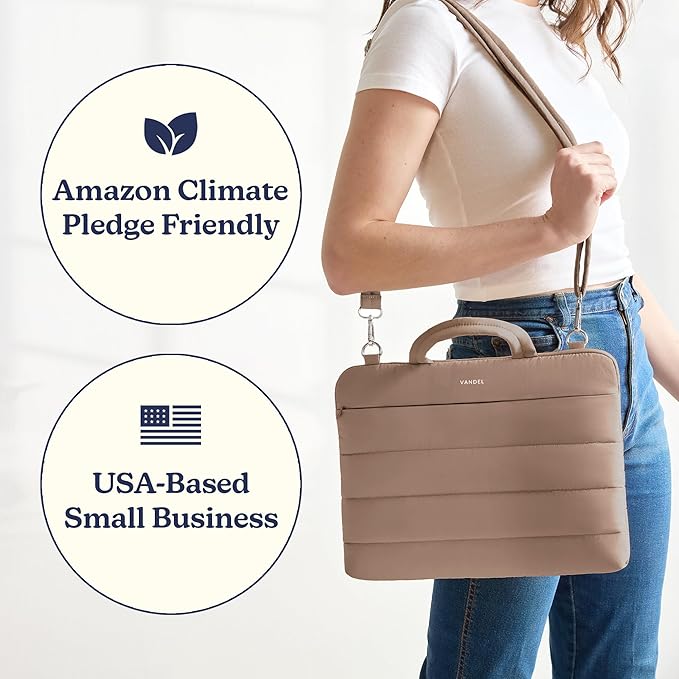 Vandel 15-16 inch Laptop Carrying Case Sleeve with Strap, Shoulder Bag with Handle, 16 in Laptop Computer Bag for Women, MacBook Air 15 Inch Carrying Case, MacBook Pro 16, 15.6 in HP, Dell Messenger