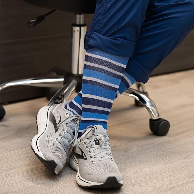 Medical Grade Compression Socks for Men & Women 15-20 mmHg by OrthoSleeve (Purple w/Stripes, Small)