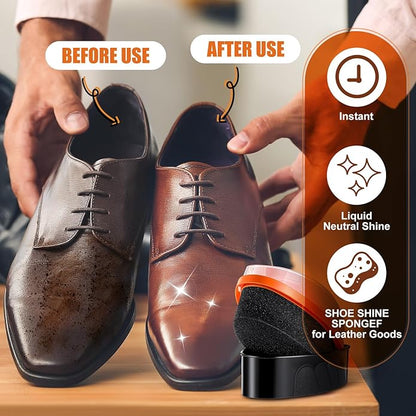 Loopeer 12 Pcs Shoe Shine Sponge Bulk, Instant Leather Shoes Shiner Care for Boots, Leather Accessories Quick Cleaning