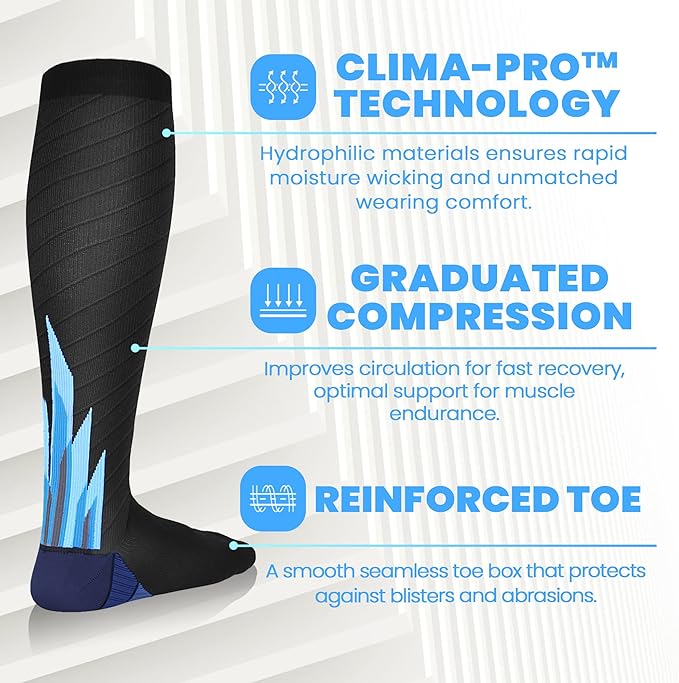 NEWZILL Medical Compression Socks for Women & Men, 20-30 mmHg Knee-High Support for Circulation, All-Day Comfort for Work Travel Running Cycling and Fitness