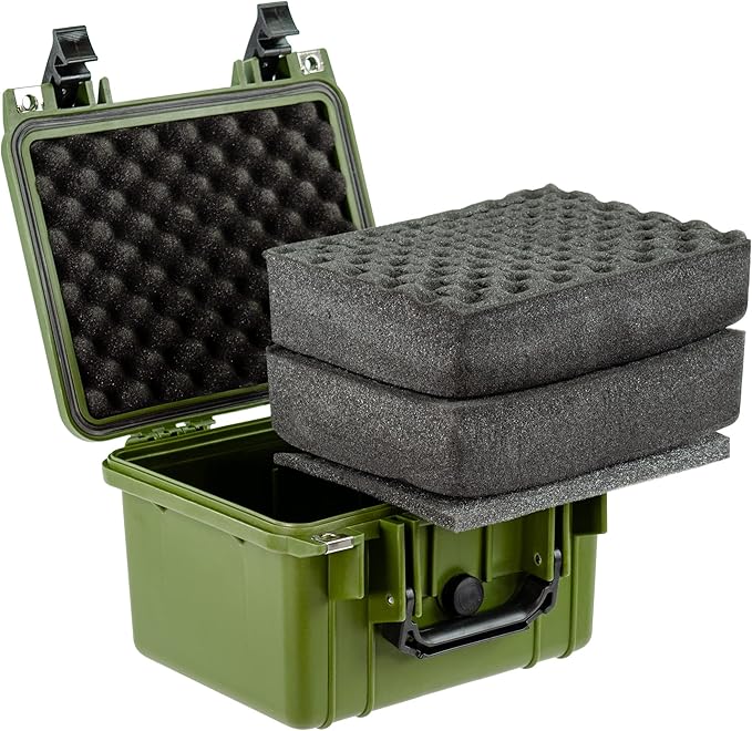 Eylar Small 10.62" Deep Gear, Equipment, Hard Camera Case Waterproof with Foam TSA Standards (Green)