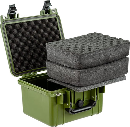 Eylar Small 10.62" Deep Gear, Equipment, Hard Camera Case Waterproof with Foam TSA Standards (Green)