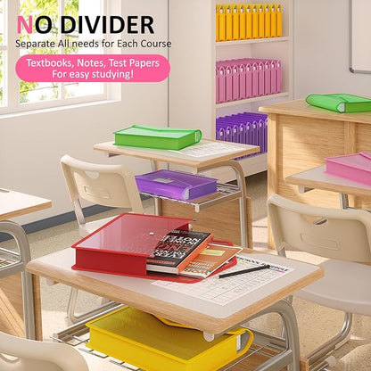 ThinkTex Plastic Expanding File Folder, Transparent Envelopes with Snap Closure,Suitable for Home, Office, School and Hospital, Large Capacity，No Dividers, Dopamine-5-Color, Fit Letter/A4 Size-5 Pcs