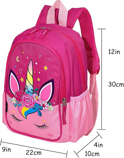 11 Inch Kids Small Toddler Preschool Travel Backpack Cool Cute Cartoon Daypack（Unicorn Pink）