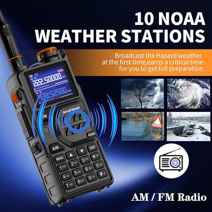 BAOFENG K5PLUS Tri Band Ham Radio Long Range (Upgrade of UV-5R) Handheld High Power NOAA Weather Receiver Two Way Walkie Talkies with Copy Frequency,USB C Charger,2500mAh Battery,Airband,999CH,2 Pack