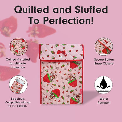Sonix x Sanrio | Quilted Laptop Sleeve | 13-14 Inch, Quilted Soft Comfy Laptop Carrying Case, Computer Sleeve | My Melody x Strawberry Shortcake
