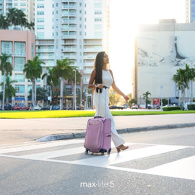 Travelpro Maxlite 5 Softside Expandable Luggage with 4 Spinner Wheels, Lightweight Suitcase, Men and Women, International, Orchid Pink Purple, Carry-on 19-Inch