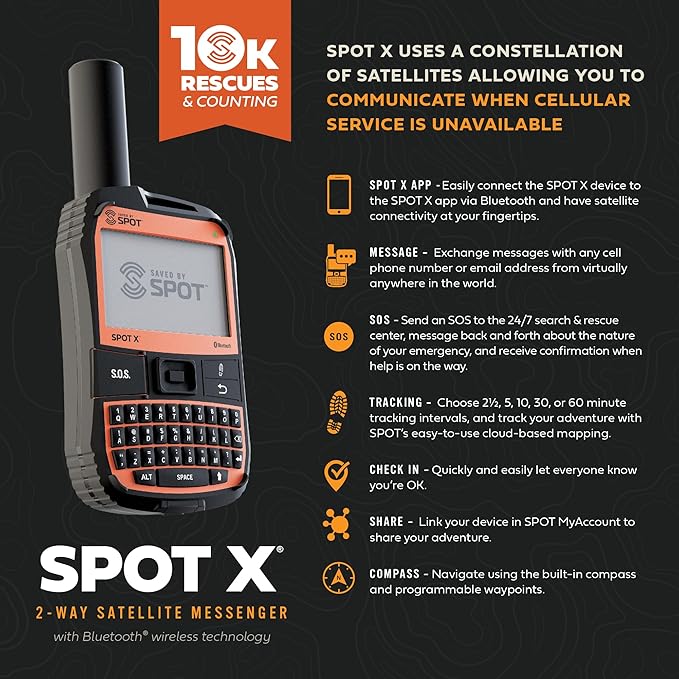 Spot X with Bluetooth 2-Way Satellite Messenger | SOS Protection | Handheld Portable 2-Way GPS Messenger for Hiking, Camping, Cars| Globalstar Satellite Network Coverage | Subscription Applicable