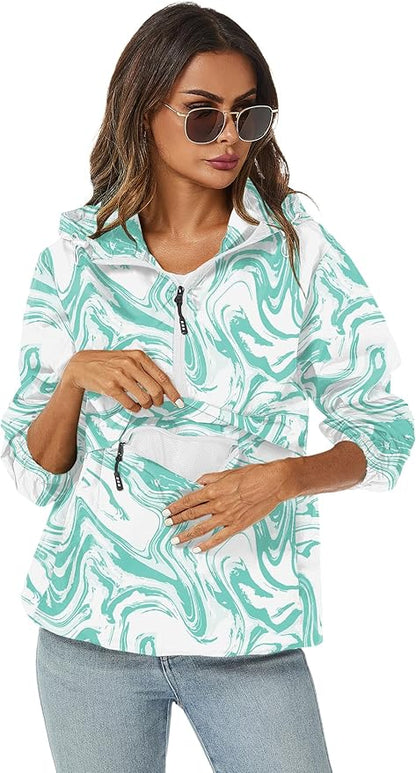 Avoogue Womens Rain Jacket with Hood,Pullover,Packable,Lightweight,Windbreaker,Waterproof,Breathable.