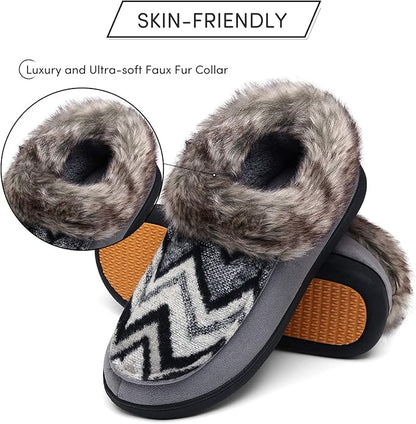 Mishansha Women's House Shoes Memory Foam Suede Moccasin Slippers Winter Warm Fleece Lined Home Shoes with Anti-Skid Rubber Sole