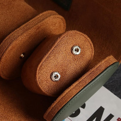 Genuine Napa Leather Watch Roll Travel Case for 3 Watches - Travel Watch Rolls and Leather Watch Display Cases with Velvet Interior - Watch Storage Organizer Men's