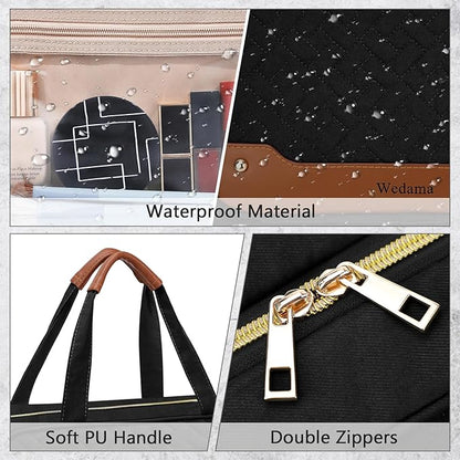 Wedama Toiletry Bag for Women, Large Cosmetic Travel Bag, Hanging Toiletry Bag for Bathroom, Thickened PVC Waterproof Makeup Bag, Toiletries Bag for Travel Business Trips and Camping, Black