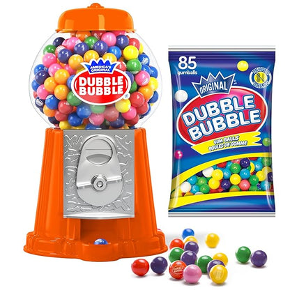 Gumball Machine Halloween Candy - for Kids 8.5" - Coin Operated Toy Bank - Dubble Bubble Red Gum Machine Classic Red Style Includes 45 Gum Balls - Kids Coin Bank - Candy Dispenser - Playo