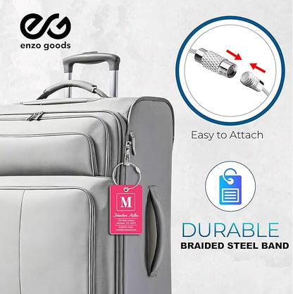 Personalized Luggage Tag | 6 Pack | Custom Luggage Tags for Suitcases | Kids Backpack Tag | 10 Color Options & Choose Font, Font Color