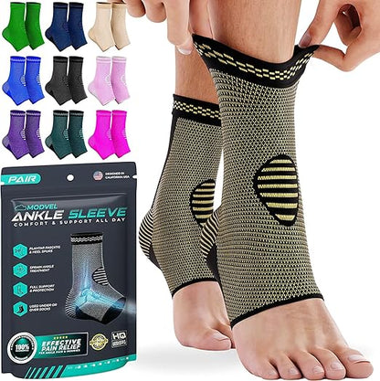 Modvel Foot & Ankle Brace Socks for Sprained Ankle Compression Sleeve - Plantar Fasciitis Relief Brace, Foot Support for pain Women & Men - Tendonitis & Arthritis Feet Sleeve, Stabilizing Ankles Wrap