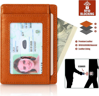 Travelambo Slim Wallet Front Pocket Minimalist Leather RFID Blocking Medium Size