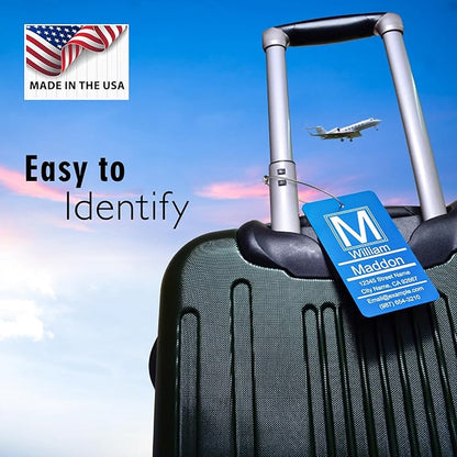 Luggage Tags for Suitcase - Black Personalized Engraved Metal Tag for Cruise Travel - Custom Name Tags Suitable for Bags and Backpacks,Vertical (2x3.5'')