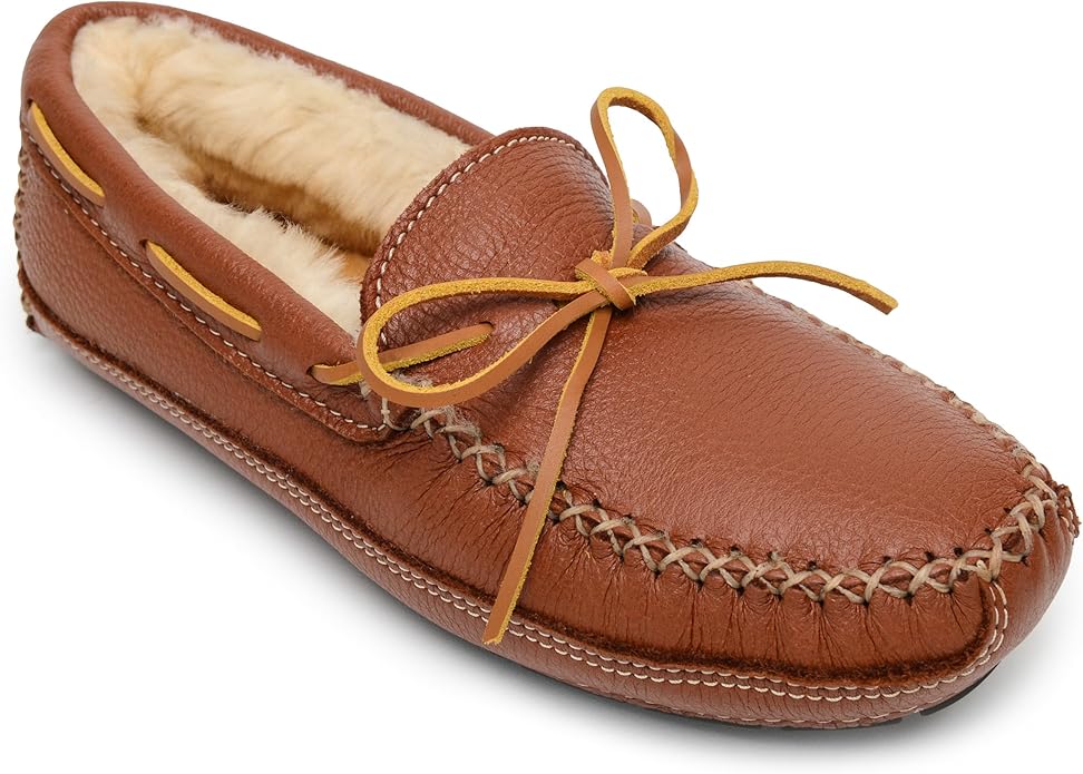 Minnetonka Men's Sheepskin-Lined Moose Slippers