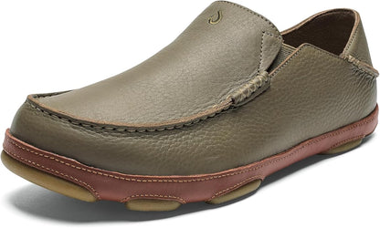 OLUKAI Moloa Men's Premium Leather Shoes, Easy Slip On & Off Design, Casual & Versatile Loafer, Drop-in Heel & Enhanced Traction